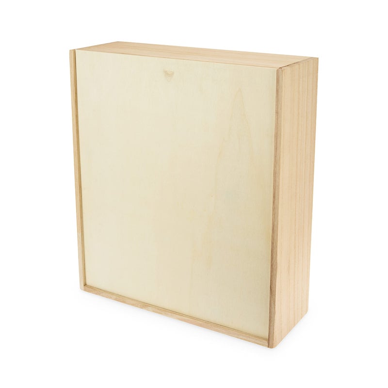 Twine Paulownia Wood Wine Box with Sliding Lid, Fits 3 Standard Wines or Champagne Bottles, Festive Wine Gift Box with Packing Straw for Holidays, Celebrations, Parties, Housewarming Gifts - Image 1